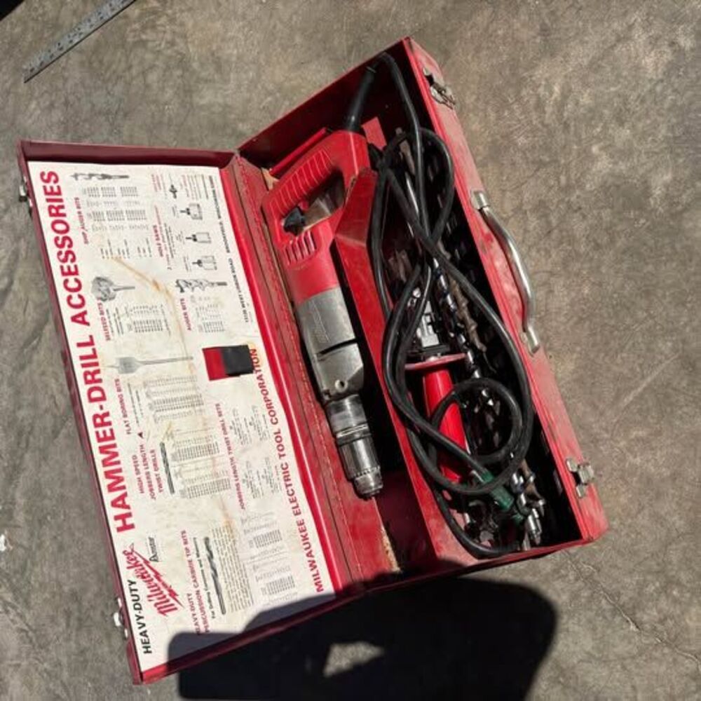 Milwaukee Heavy Duty Hammer Drill Kit w/ Case & Auger Bits